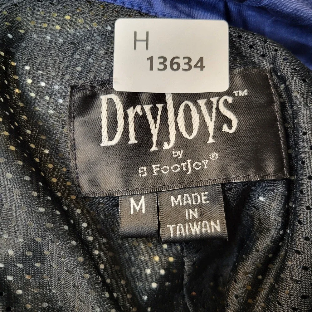 VINTAGE FootJoy Men Jacket‎ Medium Black DryJoys Windbreaker Full Zip